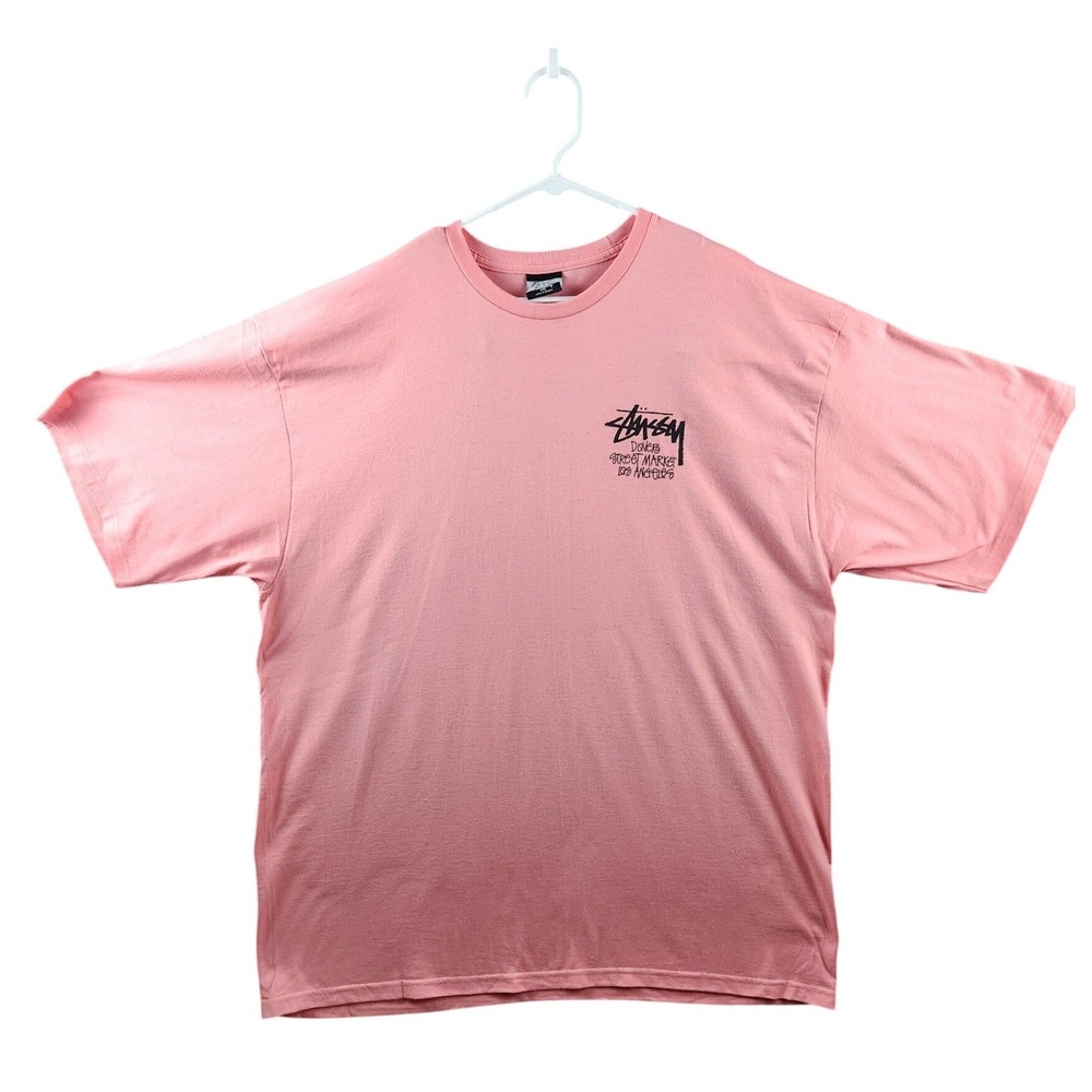 Stussy Dover Street Market LA Tee XL Pink World Tour Logo DSM Shirt Men's - Picture 2 of 8